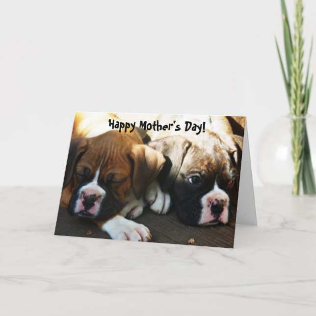 Happy Mother's Day Boxer Welpen Grußkarte Karte (Vorderseite)