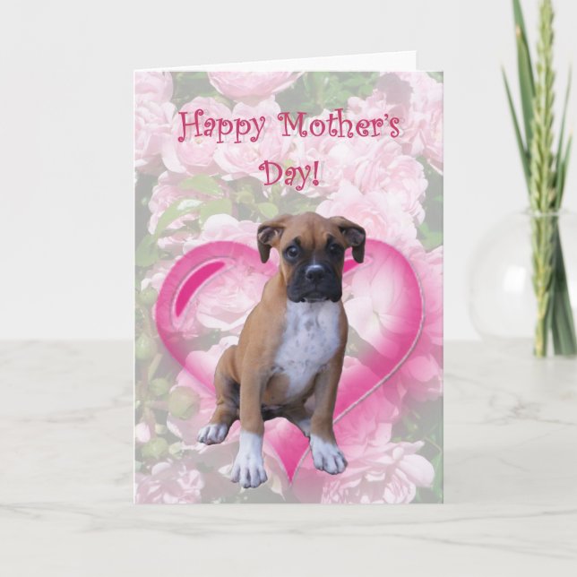 Happy Mother's Day Boxer Welpengrüßkarte Karte (Vorderseite)