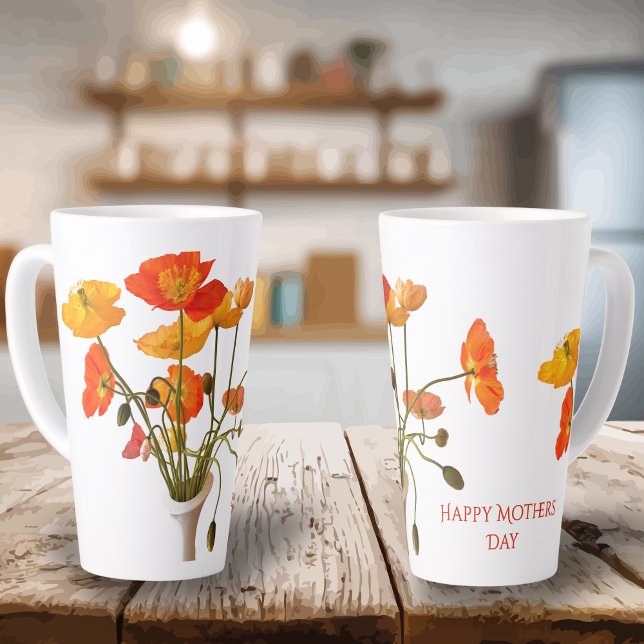 Happy Mother's Day Bright Poppy Photo Gift Large Milchtasse (Von Creator hochgeladen)
