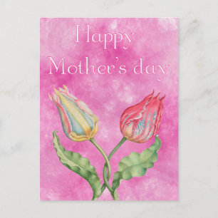 Happy Mother's Day Bright Red and Yellow Tulips Postkarte