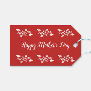 Happy Mother's Day Bright Rot und Weiß Blume Geschenkanhänger
