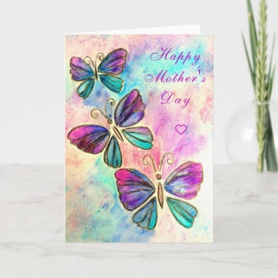 Happy Mother's Day Card Butterfly - Watercolor Karte