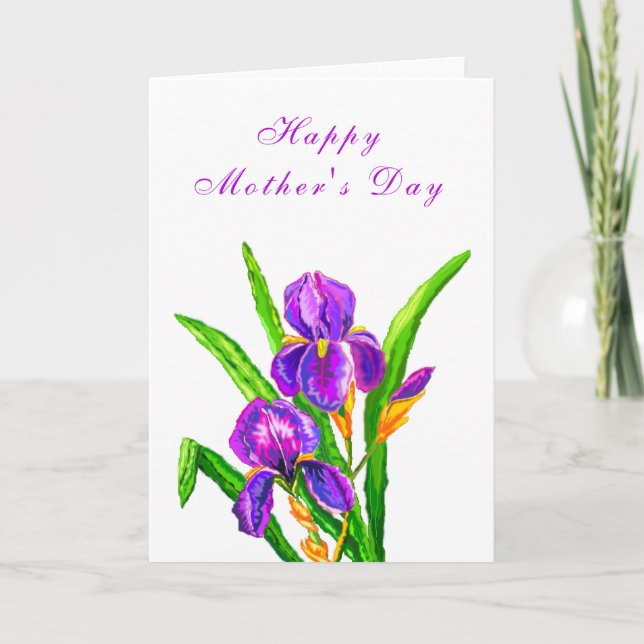 Happy Mother's Day Card Lila Irische Blume Karte (Vorderseite)