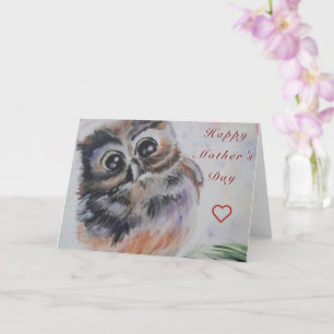 Happy Mother's Day Card Little Owl Painting Karte