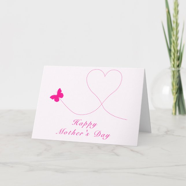 Happy Mother's Day Card Rosa Butterfly Flying Karte (Vorderseite)