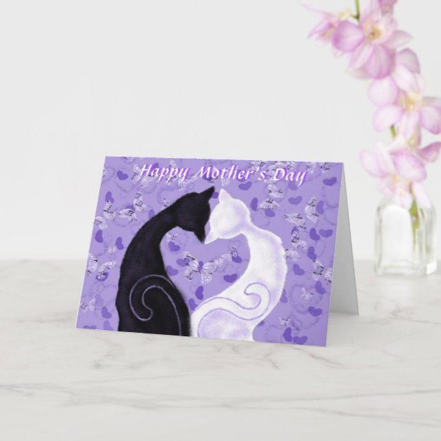 Happy Mother's Day Card Schöne Liebe Katzen Karte (Orchidee)