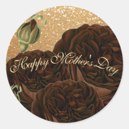 Happy Mother's Day Chocolate Rose Runder Aufkleber