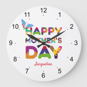 Happy Mother's Day Colorful Große Wanduhr