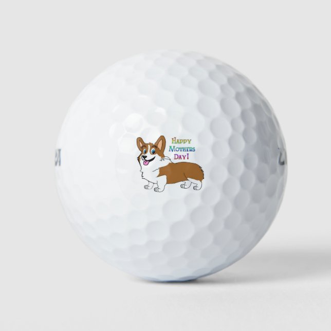 Happy Mother's Day Corgi Golfball (Vorderseite)