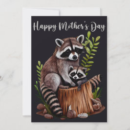 Happy Mother's Day Cute Raccoons Feiertagskarte