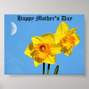 Happy Mother's Day Daffodils Gold Medal Blume Poster