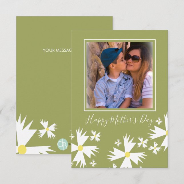 Happy Mother's Day Daisy Florals Green Karte (Vorne/Hinten)