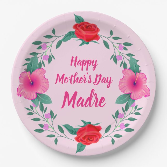 Happy Mother's Day Edit Name Italienische Madre Pappteller (Vorderseite)