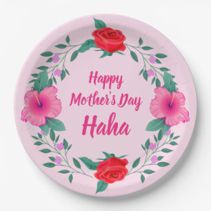 Happy Mother's Day Edit Name Japanisch Haha Pappteller