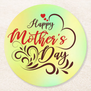 Happy Mother's Day Elegant Design-23331 Runder Pappuntersetzer