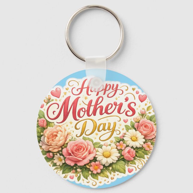 Happy Mother's Day elegant floral double sided tea Schlüsselanhänger (Vorderseite)