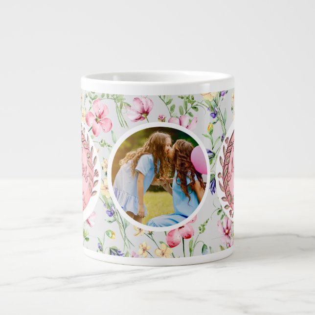Happy Mother's Day Elegant Modernes Foto Jumbo-Tasse (Vorderseite)