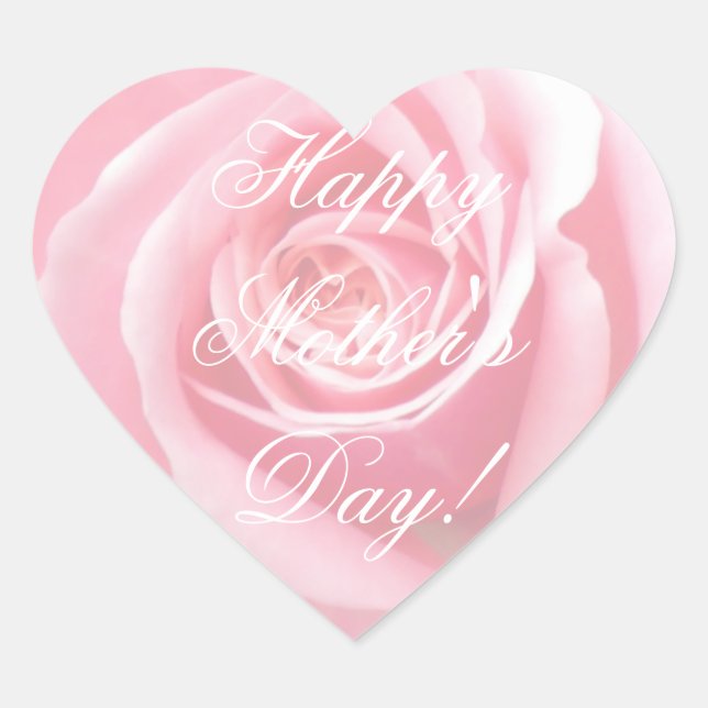 Happy Mother's Day Elegant Soft Pink Roses Blumen Herz-Aufkleber (Vorderseite)