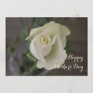 Happy Mother's Day Elegant White Rose Karte