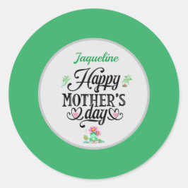 Happy Mother's Day Elegante Frogs Personalisiert Runder Aufkleber