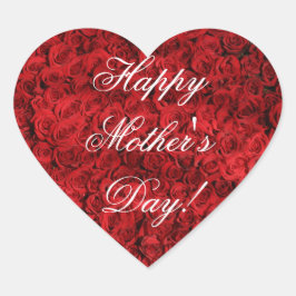 Happy Mother's Day Elegante Rote Rosen Florenz Herz-Aufkleber