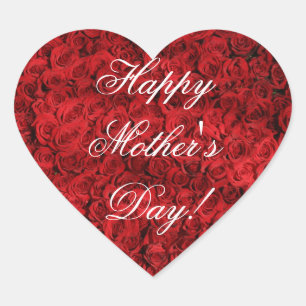 Happy Mother's Day Elegante Rote Rosen Florenz Herz-Aufkleber