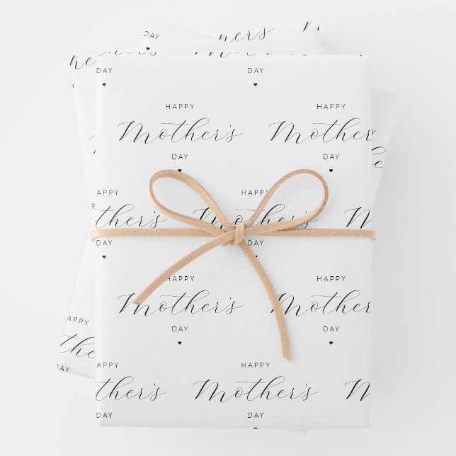 Happy Mother's Day Elegante Script Typografie Geschenkpapier Set (Beispiel)