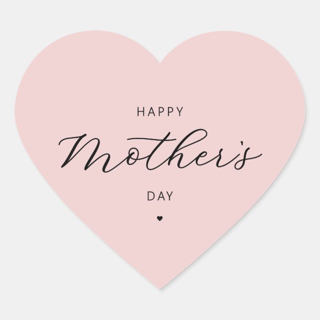 Happy Mother's Day Elegante Script Typografie Herz-Aufkleber (Vorderseite)