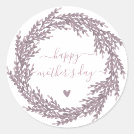 Happy Mother's Day - Eleganter Lavendel Wreath Runder Aufkleber