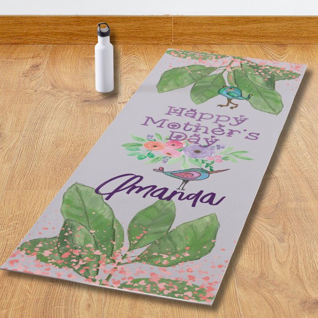 Happy Mother's day Floral & Birds Yogamatte (Happy Mother's day Floral & Birds Yoga Mat)