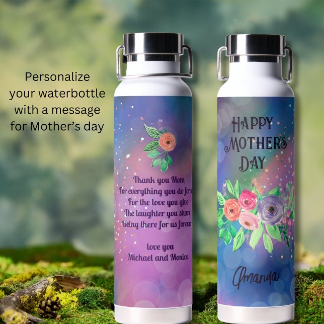Happy Mother's day Floral Bokeh Trinkflasche (Happy Mother's day Floral Bokeh Water Bottle)
