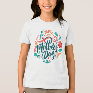 Happy Mother's Day Floral Design-63754 Button Tri-Blend Shirt