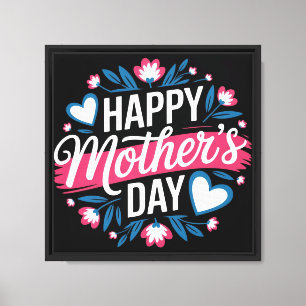 Happy Mother's Day Floral Heart Canvas Print Leinwanddruck