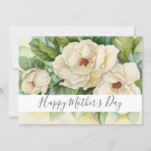 Happy Mother's Day Floral Magnolia Name Script Feiertagskarte
