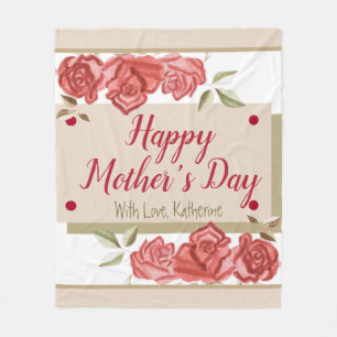 Happy Mother's Day Floral Moderne Elegant Keepake Fleecedecke