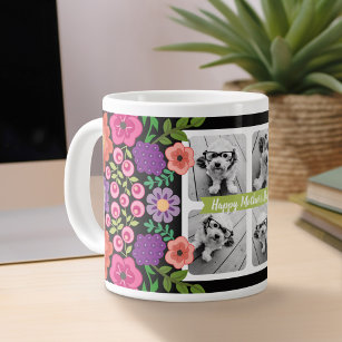 Happy Mother's Day Foto Collage - Girly Blume Jumbo-Tasse