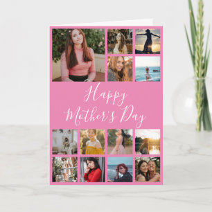 Happy Mother's Day Foto Collage Rosa und Weiß Karte