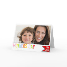Happy Mothers Day Fotokarte farbenfrohe Typografie
