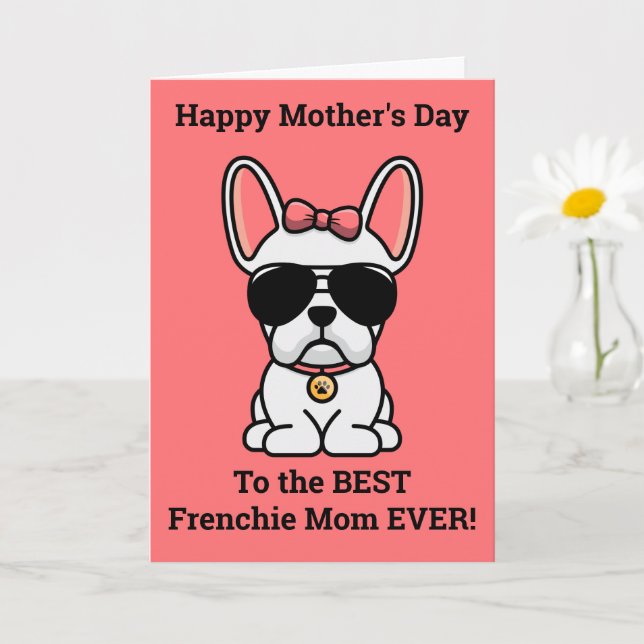 Happy Mother's Day from Dog White Frenchie Karte (Kleine Pflanze)