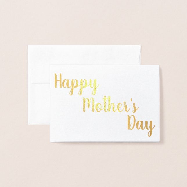 Happy Mother's Day Gold Foil Script Elegant Folienkarte (Vorderseite mit Umschlag)
