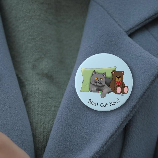 Happy Mother's Day Gray Cat Button (Von Creator hochgeladen)