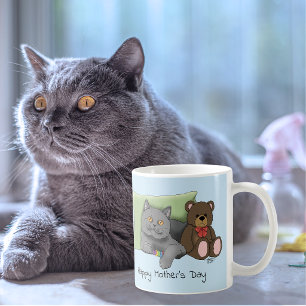 Happy Mother's Day Gray Cat Kaffeetasse