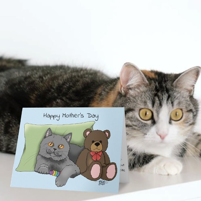 Happy Mother's Day Gray Cat Karte (Von Creator hochgeladen)