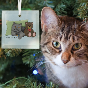 Happy Mother's Day Gray Cat Ornament Aus Glas