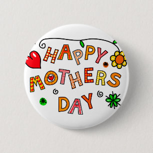 Happy Mother's Day Hand Drawn Cartoon Typografie Button