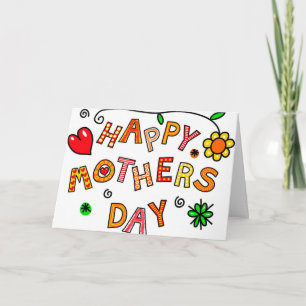 Happy Mother's Day Hand Drawn Cartoon Typografie Karte