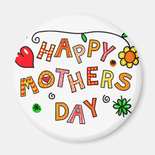 Happy Mother's Day Hand Drawn Cartoon Typografie Magnet