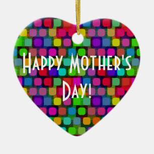Happy Mother's Day Heart Abstrakt farbenfroh Keramik Ornament