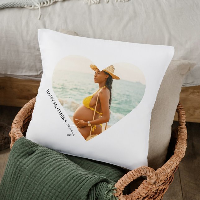 Happy Mother's Day Heart Foto Pillow | Benutzerdef Kissen (Von Creator hochgeladen)