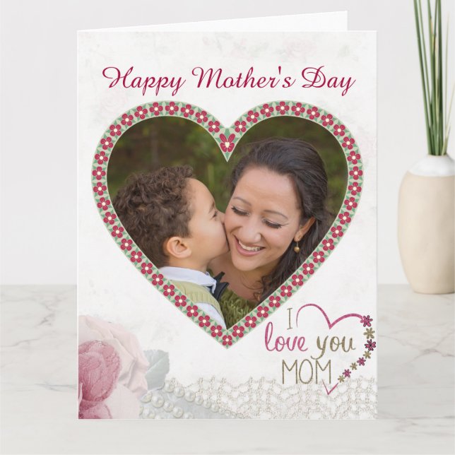 Happy Mother's Day Heart Personalisiert Karte (Vorderseite)